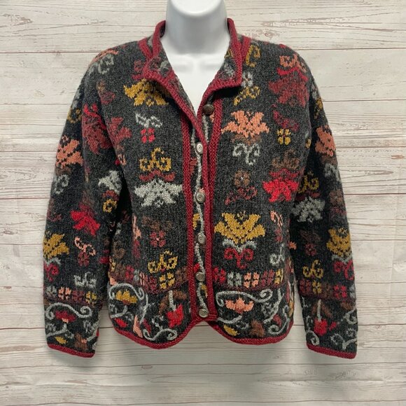 Hand Knit wool blend nordic style sweater - Picture 2 of 7